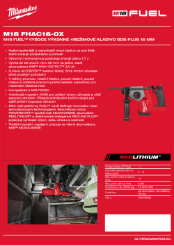 MILWAUKEE M18 FUEL™ vysoce výkonné 4režimové kladivo SDS-Plus 16 mm 4933498583 A4 PDF