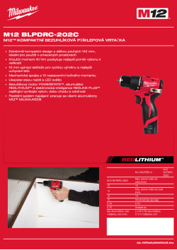 MILWAUKEE M12™ kompaktní bezuhlíková příklepová vrtačka 4933500422 A4 PDF