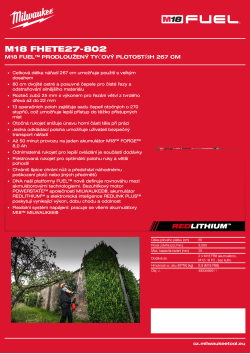MILWAUKEE M18 FUEL™ prodloužený tyčový plotostřih 267 cm 4933492911 A4 PDF