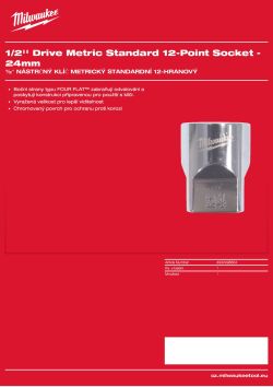 MILWAUKEE ½″ metrické 12hranné nástrčné klíče 24 mm 4932498834 A4 PDF