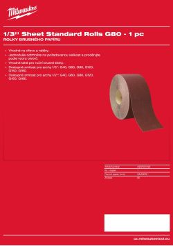 MILWAUKEE Role brusného papíru – arch 1/3" Standard, G80 – 1 ks 4932500199 A4 PDF