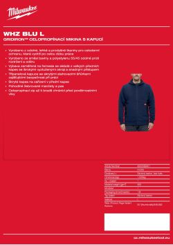 MILWAUKEE GRIDIRON™ Celopropínací mikina s kapucí modrá 4932499401 A4 PDF