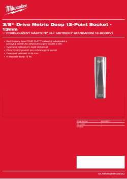 MILWAUKEE ⅜″ prodloužený nástrčný klíč metrický standardní 12hranný - 13 mm 4932498817 A4 PDF