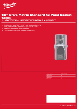 MILWAUKEE ½″ metrické 12hranné nástrčné klíče 13 mm 4932499116 A4 PDF