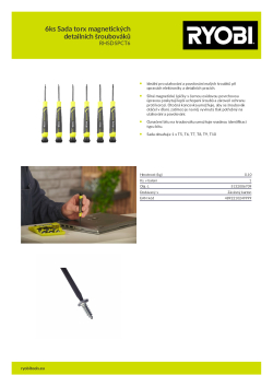 RYOBI RHSDSPCT6 6ks Sada torx magnetických detailních šroubováků 5132006709 A4 PDF