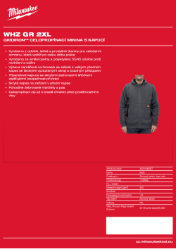 MILWAUKEE GRIDIRON™ Celopropínací mikina s kapucí šedá 4932499397 A4 PDF