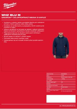 MILWAUKEE GRIDIRON™ Celopropínací mikina s kapucí modrá 4932499400 A4 PDF