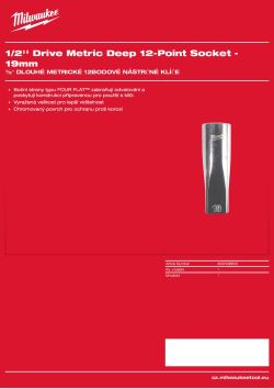 MILWAUKEE ½″ dlouhé metrické 12hranné nástrčné klíče 19 mm 4932498840 A4 PDF