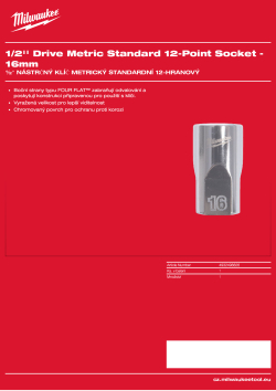 MILWAUKEE ½″ metrické 12hranné nástrčné klíče 16 mm 4932498826 A4 PDF