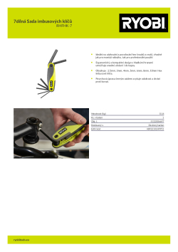 RYOBI RHFHK-7 7dílná Sada imbusových klíčů 5132006697 A4 PDF