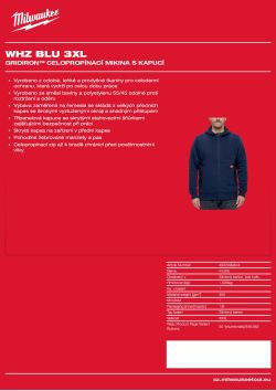 MILWAUKEE GRIDIRON™ Celopropínací mikina s kapucí modrá 4932499404 A4 PDF