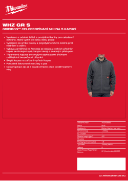 MILWAUKEE GRIDIRON™ Celopropínací mikina s kapucí šedá 4932499393 A4 PDF