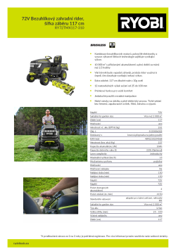RYOBI RY72TMX117 72V Bezuhlíkový zahradní rider, šířka záběru 117 cm 5133006303 A4 PDF