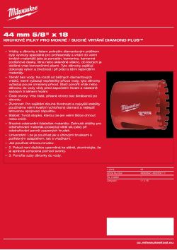 MILWAUKEE Diamond Max wet holesaws 4932500117 A4 PDF