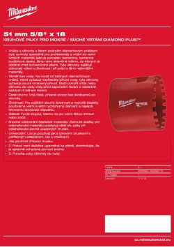 MILWAUKEE Diamond Max wet holesaws 4932500118 A4 PDF