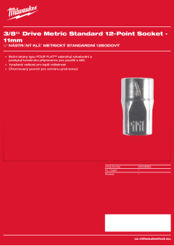 MILWAUKEE ⅜″ nástrčný klíč metrický standardní 12hranný 11 mm 4932498803 A4 PDF