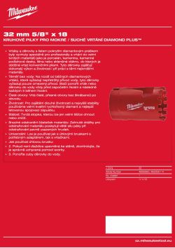 MILWAUKEE Diamond Max wet holesaws 4932500114 A4 PDF