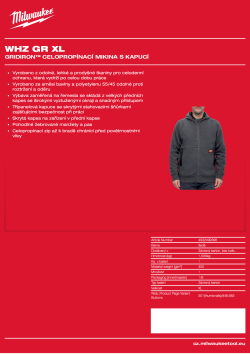 MILWAUKEE GRIDIRON™ Celopropínací mikina s kapucí šedá 4932499396 A4 PDF