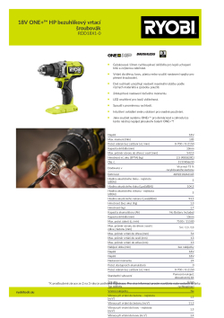 RYOBI RDD18X1 18V ONE+™ HP bezuhlíkový vrtací šroubovák 5133006630 A4 PDF