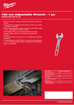 MILWAUKEE 150 mm nastavitelný klíč 4932499518 A4 PDF