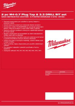 MILWAUKEE 2dílná sada závitníku M4–0,7 mm a vrtáku 3,3 mm 4932500635 A4 PDF