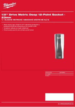 MILWAUKEE ½″ dlouhé metrické 12hranné nástrčné klíče 23 mm 4932498844 A4 PDF