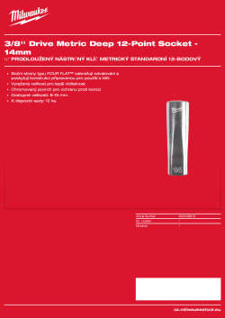 MILWAUKEE ⅜″ prodloužený nástrčný klíč metrický standardní 12hranný - 14 mm 4932498818 A4 PDF