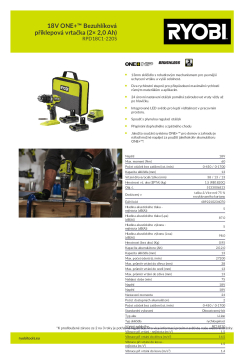 RYOBI RPD18C1 18V ONE+™ Bezuhlíková příklepová vrtačka (2× 2,0 Ah) 5133006523 A4 PDF