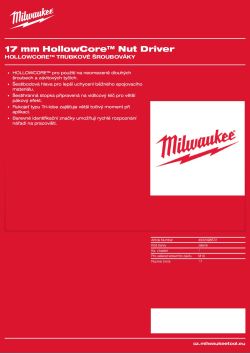 MILWAUKEE 17 mm HOLLOWCORE™ trubkový šroubovák 4932498572 A4 PDF