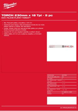 MILWAUKEE SAWZALL™ B. TORCH™ 230 x 18T - 5 ks 48475788 A4 PDF