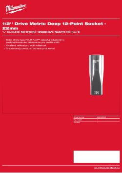 MILWAUKEE ½″ dlouhé metrické 12hranné nástrčné klíče 22 mm 4932498843 A4 PDF