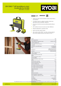 RYOBI RDD18C1 18V ONE+™ HP bezuhlíkový vrtací šroubovák (1x 2,0 Ah) 5133006521 A4 PDF