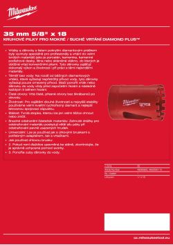 MILWAUKEE Diamond Max wet holesaws 4932500115 A4 PDF