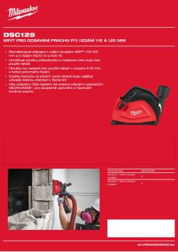 MILWAUKEE Kryt pro odsávání prachu při řezání - DSC125 4932499768 A4 PDF