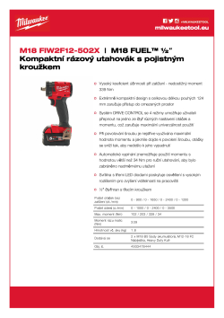 MILWAUKEE M18 FUEL™ ½″ kompaktní rázový utahovák s pojistným kroužkem 4933478444 A4 PDF