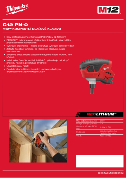 MILWAUKEE M12™ kompaktní dlaňová hřebíkovačka 4933427182 A4 PDF