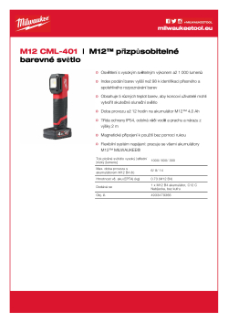 MILWAUKEE M12™ detailingové světlo 4933479366 A4 PDF
