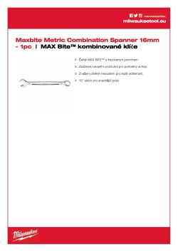 MILWAUKEE Metrický kombinovaný klíč MAX BITE™ 16 mm 4932471524 A4 PDF