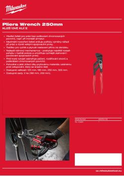 MILWAUKEE Klešťový klíč 250 mm 4932501150 A4 PDF