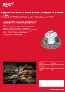 MILWAUKEE Hrnkový kartáč M14 65 mm, ocelový, vlnitý drát 0,35 mm – 1 ks 4932501750 A4 PDF