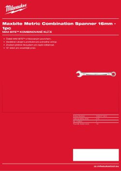 MILWAUKEE Metrický kombinovaný klíč MAX BITE™ 16 mm 4932471524 A4 PDF