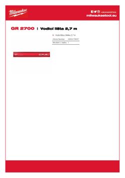 MILWAUKEE Hliníková vodicí lišta 2,7 m 4932479067 A4 PDF