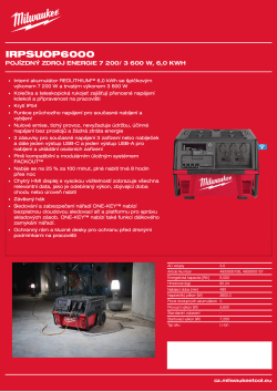 MILWAUKEE Pojízdný zdroj energie 7 200/ 3 600 W, 6,0 kWh 4933500156 A4 PDF