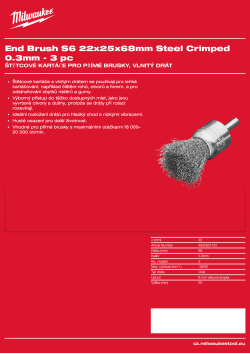 MILWAUKEE Štětcový kartáč S6 22×25×68 mm, ocelový, vlnitý drát 0,3 mm – 3 ks 4932501722 A4 PDF