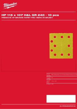 MILWAUKEE HP 115×107 mm, H&L, zrnitost 240 – 10 ks 4932492247 A4 PDF