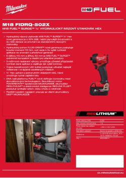 MILWAUKEE M18 FUEL™ SURGE™ ¼″ hydraulický rázový utahovák Hex 4933498912 A4 PDF