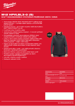 MILWAUKEE M12™ dámská vyhřívaná prošívaná vesta černá 4932493852 A4 PDF