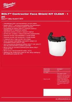 MILWAUKEE Ochranný štít BOLT™ Contractor – sada 4932498237 A4 PDF