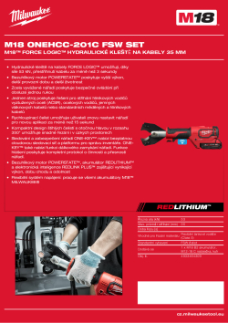 MILWAUKEE M18™ FORCE LOGIC™ Hydraulické kleště na kabely 35 mm 4933464309 A4 PDF