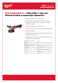 MILWAUKEE M18 FUEL™ 125 mm úhlová bruska s posuvným spínačem 4933478701 A4 PDF